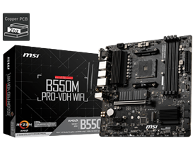 MSI B550M PRO-VDH WIFI AM4 DDR4 SES GLAN DP/HDMI/VGA SATA3 USB3.2 mATX